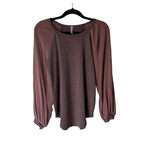 Pink Waffle Knit Long Sleeve Pink Top Size Large EUC - Picture 4 of 7